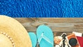 Beach items at pool Royalty Free Stock Photo