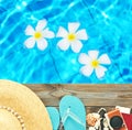 Beach items at pool Royalty Free Stock Photo