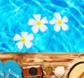 Beach items at pool Royalty Free Stock Photo