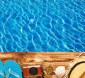 Beach items at pool Royalty Free Stock Photo