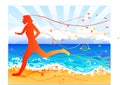 Beach jogger in fall