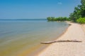 Beach on Kakhovka Reservoir located on the Dnepr River, Ukraine