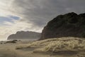 The beach at Karekare, New Zealand, on a stormy day