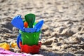 Beach kid toys in the sand Royalty Free Stock Photo
