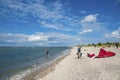 Beach with kite surfer in Laboe