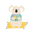 Beach koala illustration. Summer animal concept