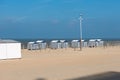 Beach in Koksijde, Belgium on the North Sea with beach huts