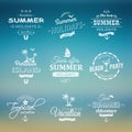 Beach labels set on blue