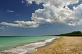 Beach landscape with clouds and sand Royalty Free Stock Photo