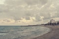 Beach landscape on a cloudy windy afternoon; retro Instagram style