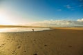 Beach landscape at low tide and sunrise Royalty Free Stock Photo