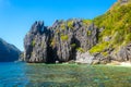 Beach landscape in Palawan island, Philippines. Seven Commando Beach Royalty Free Stock Photo