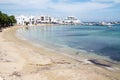 Beach landscape, Paros island Greece. Resort of Piso Livadhi. Scenic view of tranquil bay. Royalty Free Stock Photo