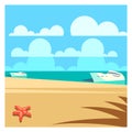 Beach landscape. Summer sea scene. Blue ocean and hot sand Royalty Free Stock Photo