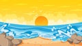 Beach landscape at sunset scene with ocean wave Royalty Free Stock Photo
