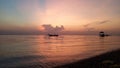 Beach landscape view background. Morning light and romantic sunrise sky scenery over the sea. Sanur Beach, Bali, Indonesia Royalty Free Stock Photo