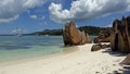 Beach in Laraie bay , Curieuse island , Seychelles Royalty Free Stock Photo