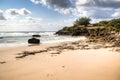 Beach with large rocks in Tofo