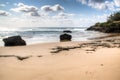 Beach with large rocks in Tofo