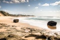 Beach with large rocks in Tofo