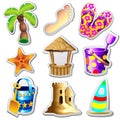 Beach Life Elements Stickers Royalty Free Stock Photo