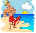 Beach lifeguard cartoon