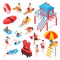 Beach Lifeguard Isometric Set