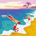 Beach Lifeguards Isometric Poster