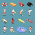 Beach Lifeguards Isometric Set