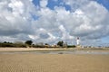 Beach and lighthouse of Ouistreham in France Royalty Free Stock Photo