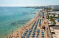 Beach line on the Mediterranean sea in Protaras, Cyprus, view from the top, aerial Royalty Free Stock Photo