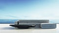 Beach living room - Beach lounge / 3D render interior Royalty Free Stock Photo