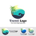 The beach logo with sea wave , coconut leaf