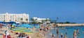 Beach with a lot of people in Cyprus, Protaras