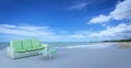 Beach lounge and balconies with sofa and seascape in summer seas Royalty Free Stock Photo