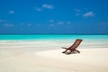 Beach lounger on sand beach Royalty Free Stock Photo