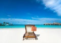 Beach lounger on sand beach. Royalty Free Stock Photo