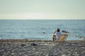 Beach lounger on the beach