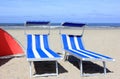 Beach loungers. Egmond aan Zee, North Sea, the Netherlands. Royalty Free Stock Photo