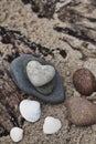 Beach Love Stone Heart And Shells