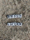 Beach lover written on sand at the beach Royalty Free Stock Photo