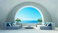 Beach Luxury Living Room - Santorini island style - 3D rendering Royalty Free Stock Photo