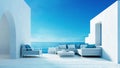 Beach Luxury Living Room - Santorini island style - 3D rendering Royalty Free Stock Photo