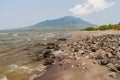 Beach and Maderas volcano on Ometepe island, Nicarag Royalty Free Stock Photo