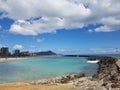 Beach on Magic Island in Ala Moana Beach Park Royalty Free Stock Photo