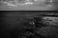 The Beach in Malta in black and white Royalty Free Stock Photo