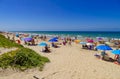 Beach of the three stones in Chipiona Cadiz Andalusia Spain Royalty Free Stock Photo