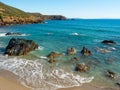 The beach of Masua in Sardigna and the sea Royalty Free Stock Photo