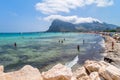 Beach and Mediterranean sea in San Vito Lo Capo, Sicily, Italy Royalty Free Stock Photo