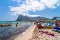 Beach and Mediterranean sea in San Vito Lo Capo, Sicily, Italy Royalty Free Stock Photo